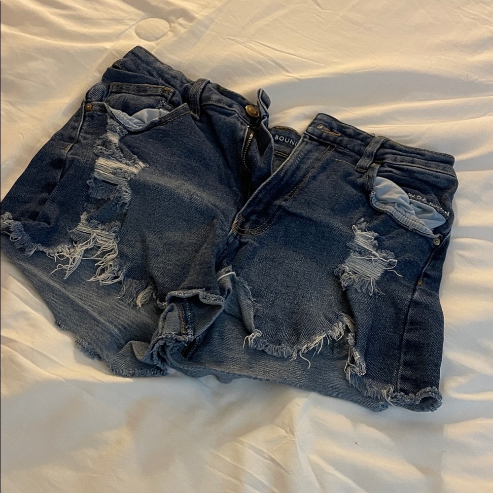 No Boundaries Blue Distressed Jean Shorts